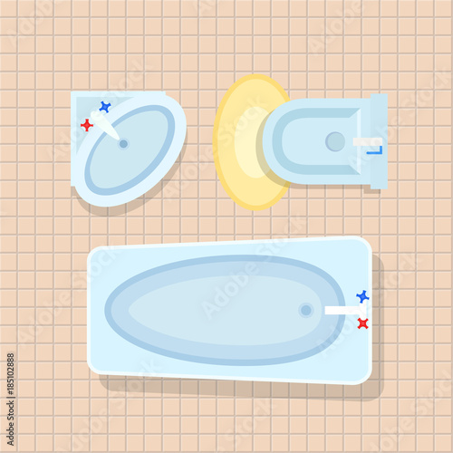 Bathroom Interior Design Vector Illustration