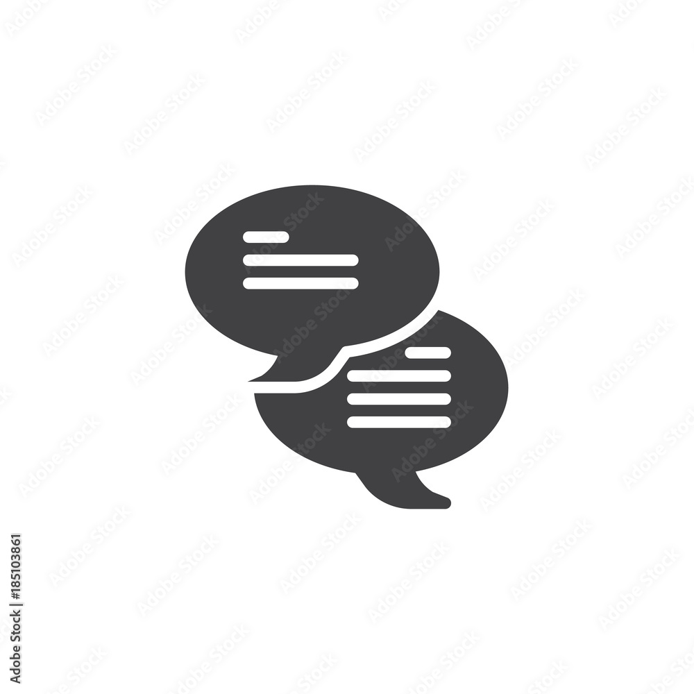 Chatting icon vector, filled flat sign, solid pictogram isolated on white. Speech bubbles symbol, logo illustration. Chatting icon vector, filled flat sign, solid pictogram isolated on white. Speech bubbles symbol, logo illustration.