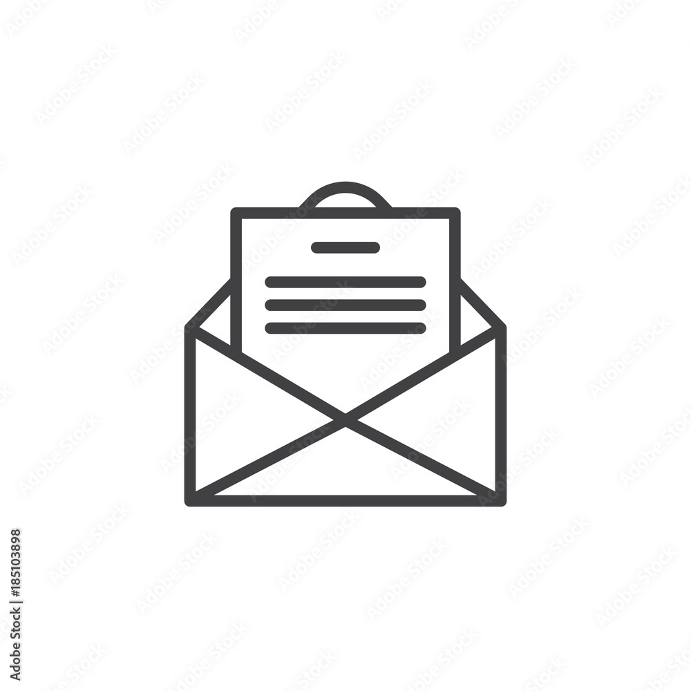 Envelope email with postcard card letter line icon, outline vector sign, linear style pictogram isolated on white. Open message symbol, logo illustration. Editable stroke Envelope email with postcard card letter line icon, outline vector sign, linear style pictogram isolated on white. Open message symbol, logo illustration. Editable stroke