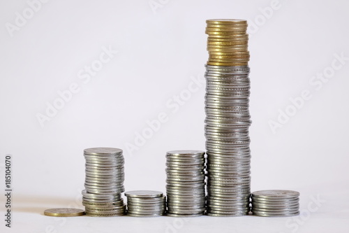 stacked coins bar chart graph, growth, win loss 