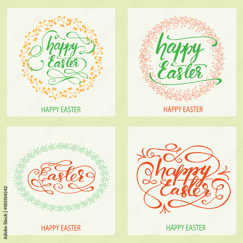 Set of greeting card designs for Easter. Vector illustration.