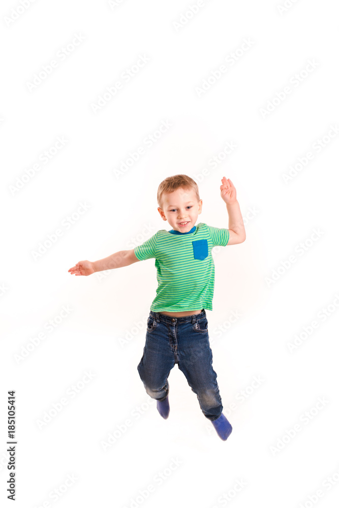 Active happy little boy jumping Active happy little boy jumping