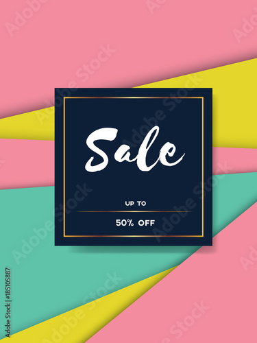 Spring sale banner with bright and vivid colorful background and decent frame for text.