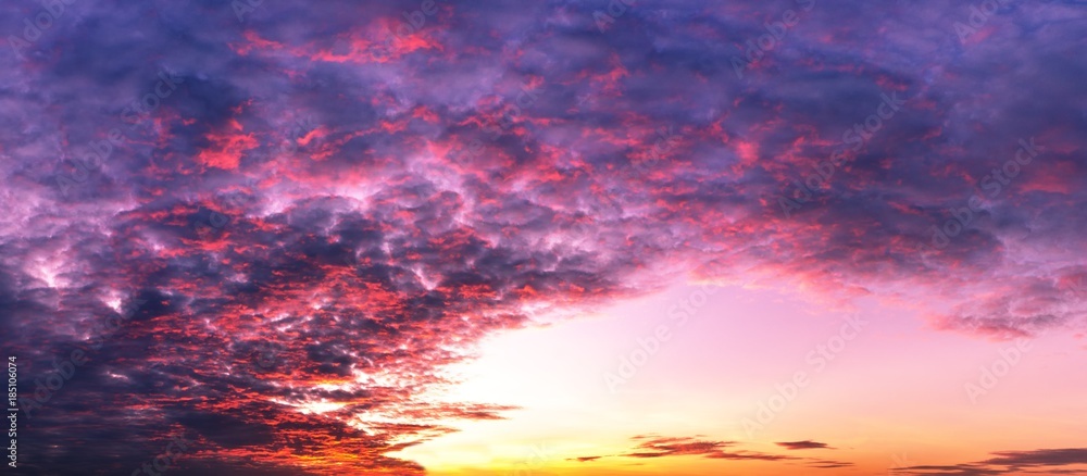 Background of sky twilight and colorful clouds panorama scene
