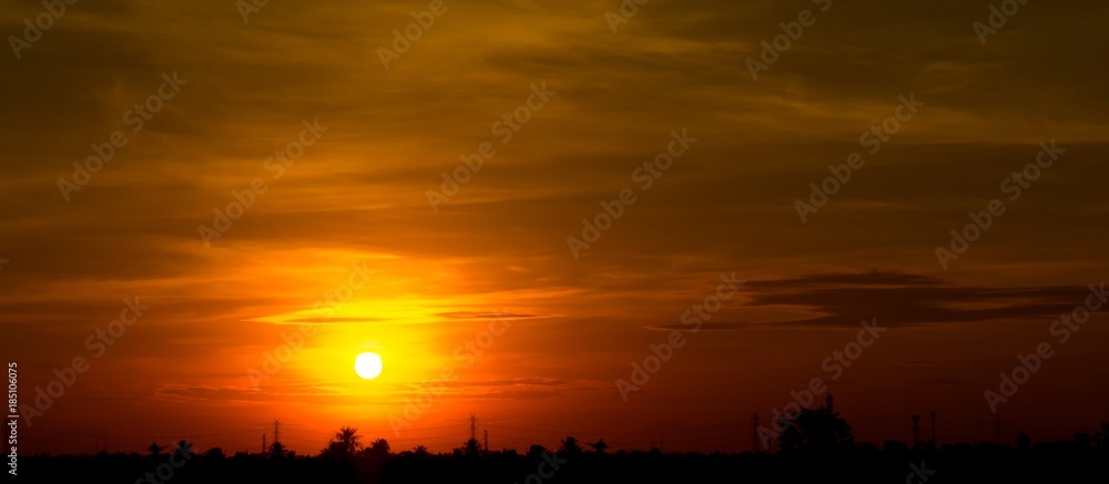 Background of sunrise or sunset on the  sky and cloud