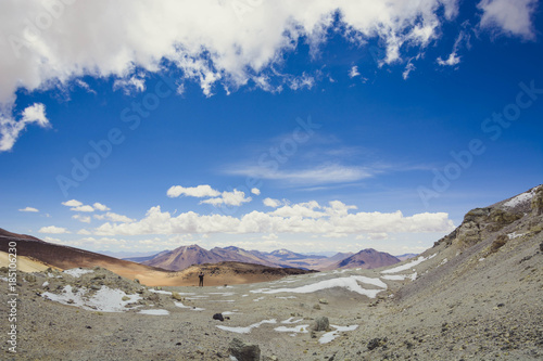 Panoramic view of Bolivia from the top of a Chilean volcano.