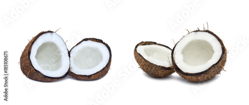 Coconut close up isolated on white background