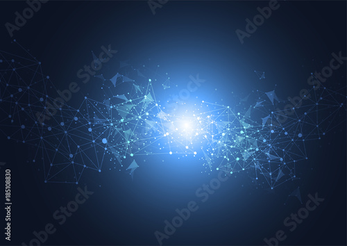Abstract futuristic low poly connecting structure dots and lines on white background. Vector illustration