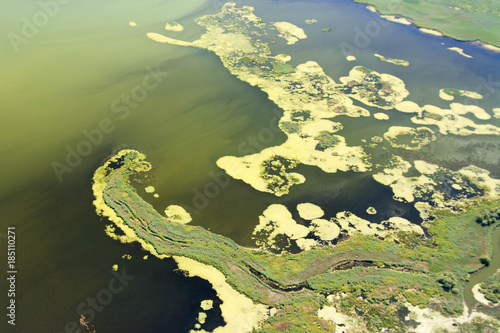 Fototapeta Naklejka Na Ścianę i Meble -  Danube Delta Aerial View over Unique Nature