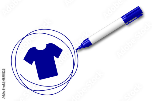 blauer Filzstift kreist ein Shirt