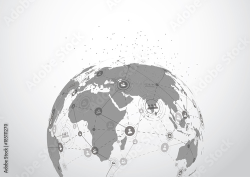 Global network connection. World map point and line composition concept of global business. Vector Illustration