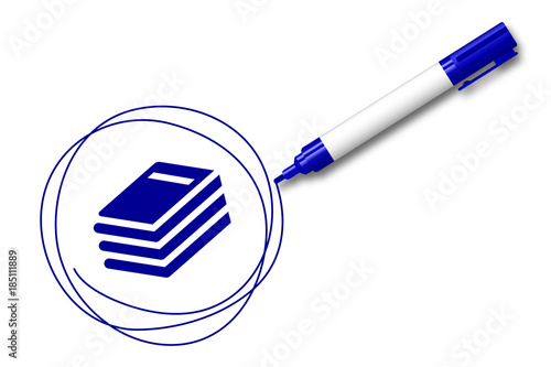 blauer Filzstift kreist ein E-book