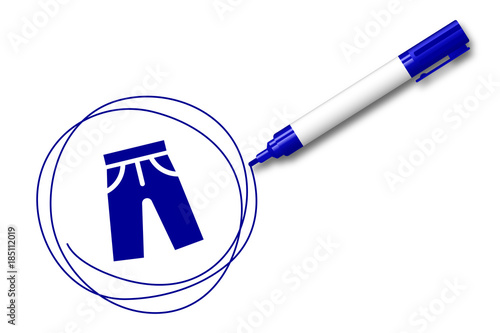blauer Filzstift kreist ein Shorts