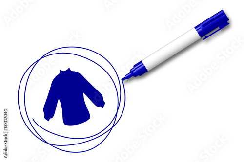 blauer Filzstift kreist ein Pulli