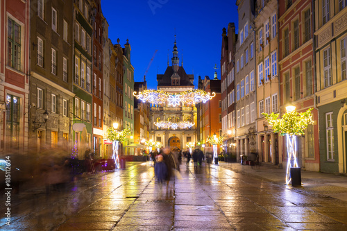 Christmas decorations at Long Street in Gdansk, Poland