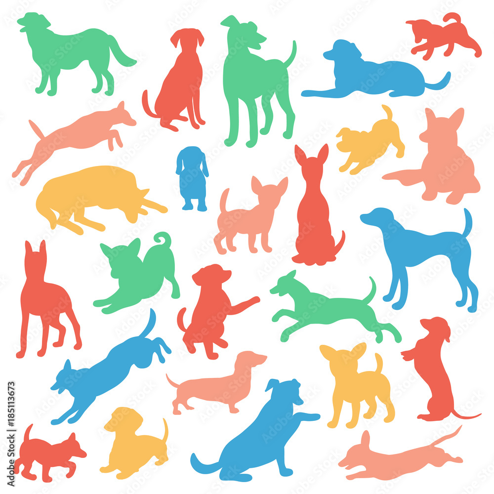 Fototapeta premium Set of dogs silhouette.