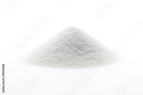 mountain of sugar on white background