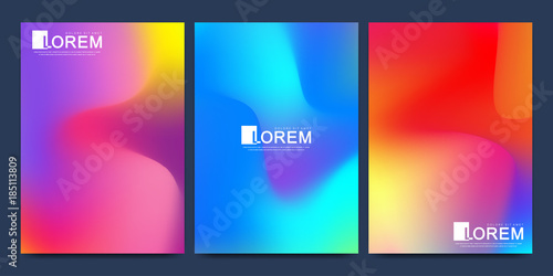 Modern vector template for brochure, leaflet, flyer, cover, catalog in A4 size. Abstract fluid 3d shapes vector trendy liquid colors backgrounds set. Colored fluid graphic composition illustration.
