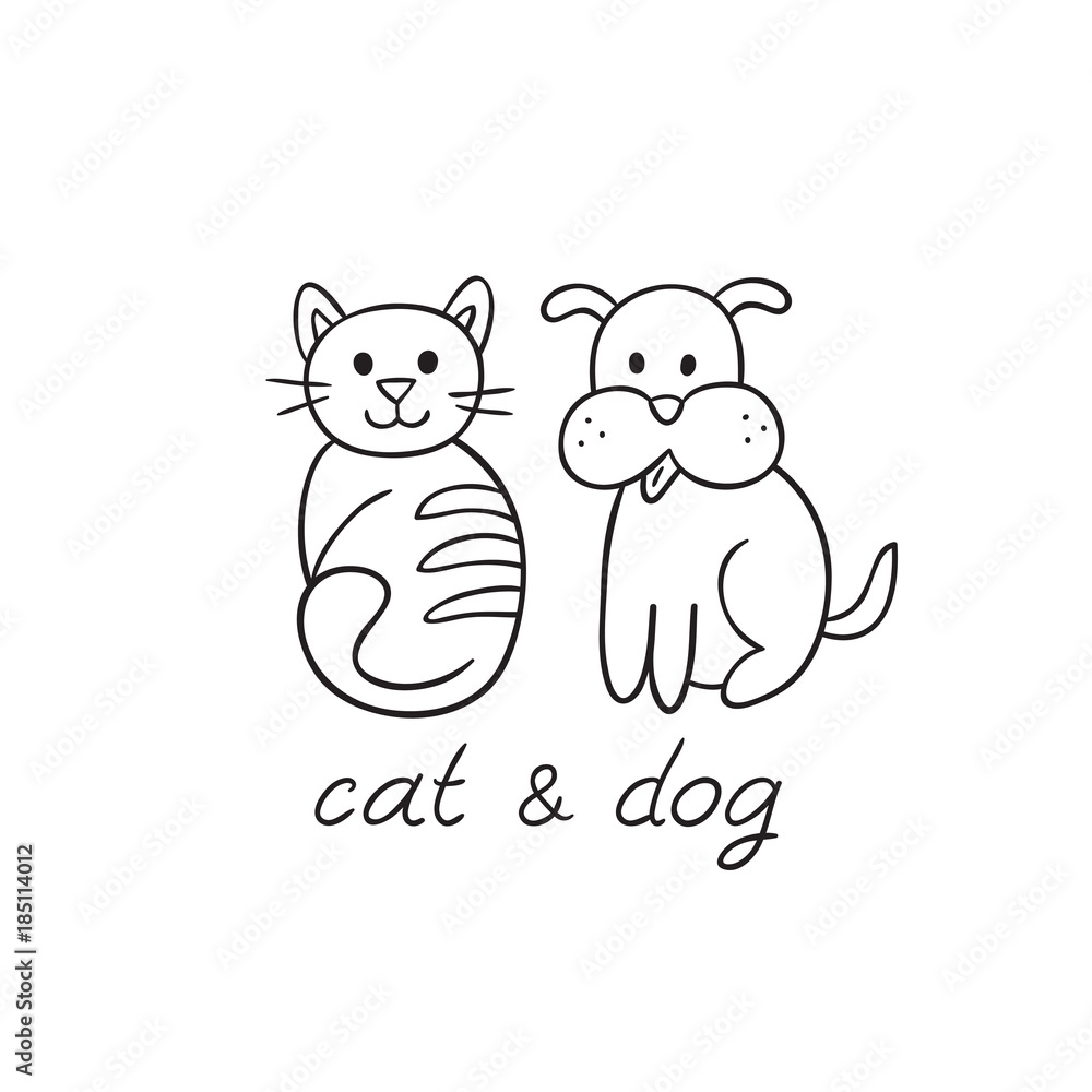Pets animals dog and cat (puppy and kitten). It can be used as - logo,  pictogram, icon, infographic element. Stock Vector | Adobe Stock