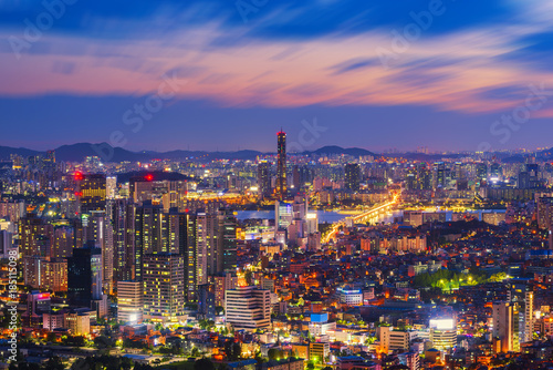 Sunset at 63 Building of Seoul City,South Korea © CJ Nattanai