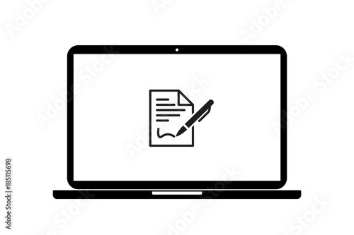 Laptop - Vertrag unterschreiben