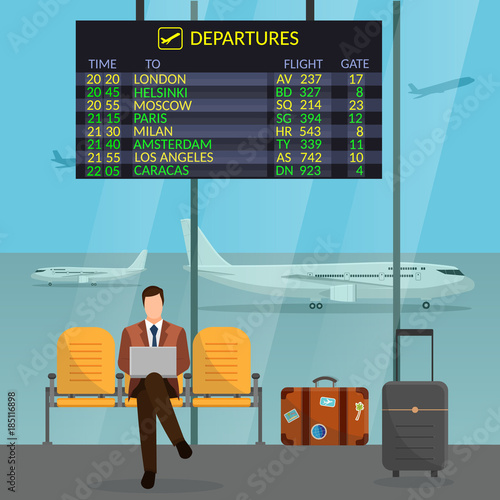 Airport and transportation airplane infographics objects
