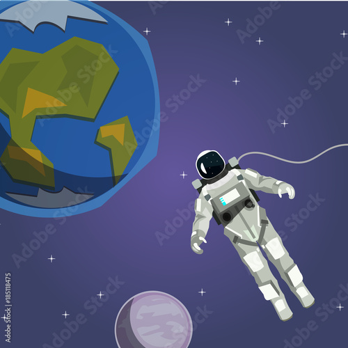  ute astronaut with planet and stars in space