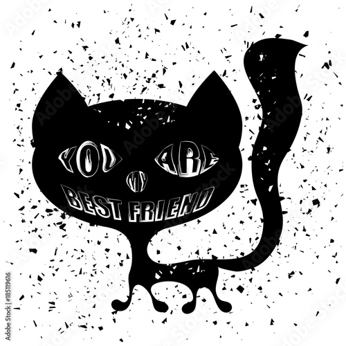 Typography Design of Print with Cat Silhouette photo