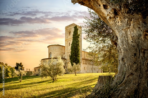 Abbey of Sant'Antimo in Montalcino, Tuscany, Italy photo