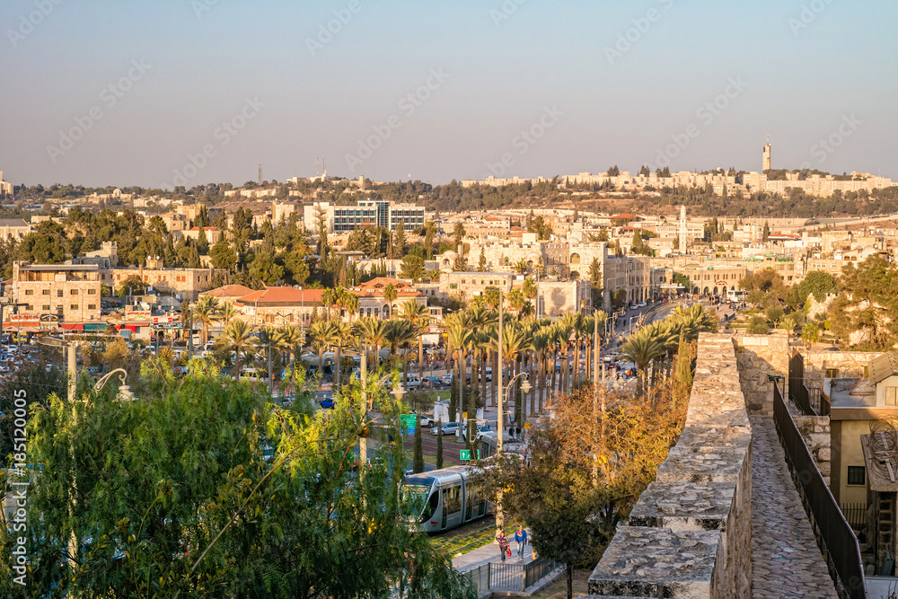 View of Jerusalem from Old City Wall, Israel.