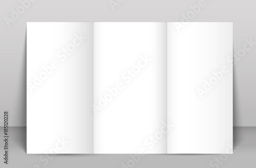 Blank tri fold brochure mock up portrait cover. Isolated