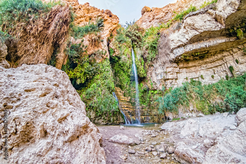 David's waterfall at Ein Gedi Nature Reserve, Israel. photo