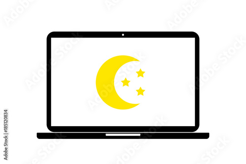 Laptop - Mond und Sterne - Schlaf