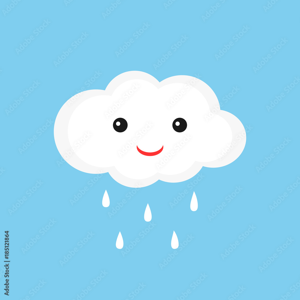 Cute cloud with smiley face and raindrops. Cute cloud with smiley face and raindrops.