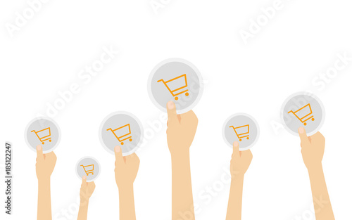 Hände halten Symbol - Einkaufswagen - Warenkorb