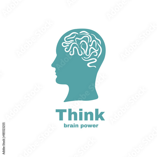 brain power logo design.Vector logotype with human head
