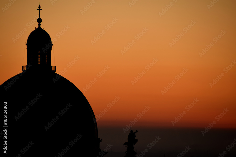 The dome of Brescia Cathedral in backlight at sunset - Brescia - Italy