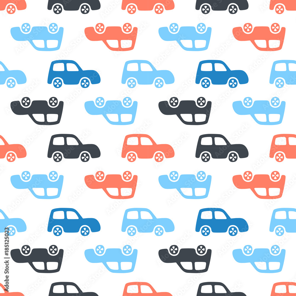 Doodle cars background. Seamless pattern can be used for wallpaper,  pattern fills, web page background,  surface textures.