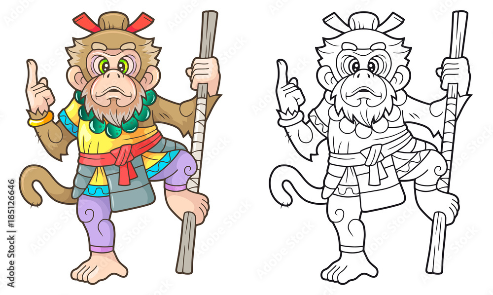 cartoon, funny monkey king, cute illustration Stock Illustration | Adobe  Stock