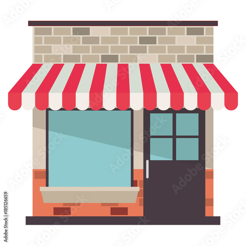 store facade with sunshade in colorful silhouette