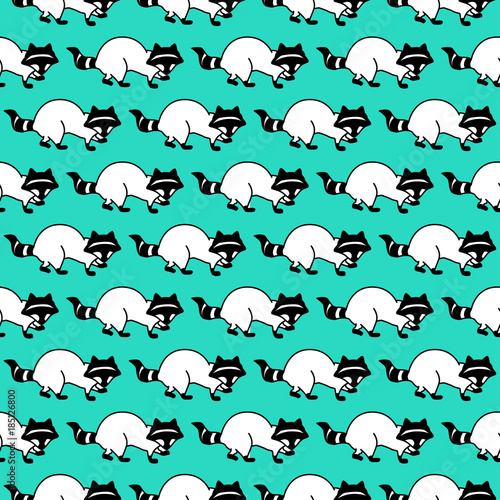 Seamless pattern with raccoon. Texture for wallpaper  fills  web page background.