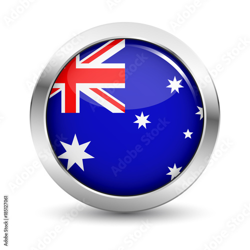 Australia Flag Icon Badge Vector Button