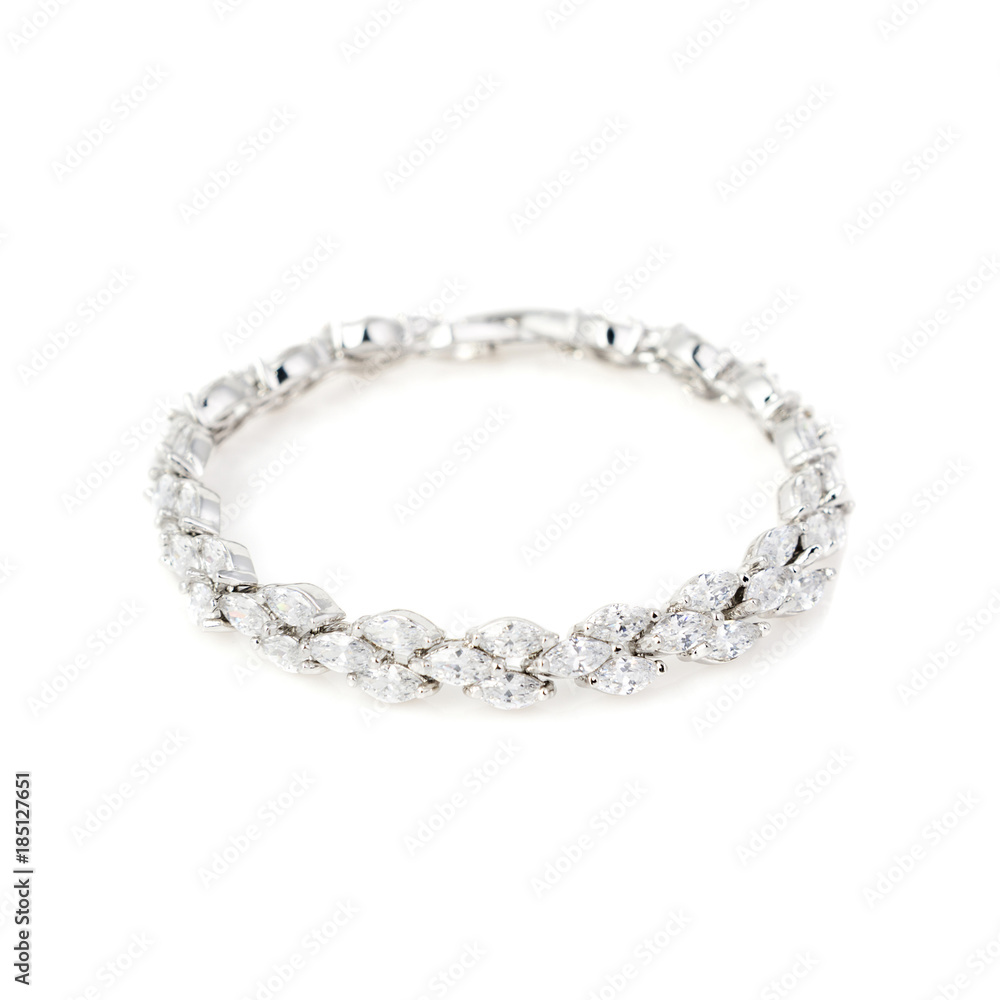 Silver diamond bracelet isolated on white Silver diamond bracelet isolated on white