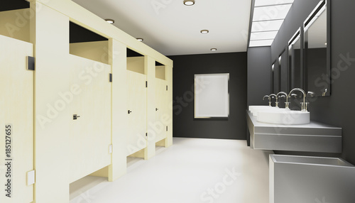 Wallpaper Mural Public female restroom. 3D rendering. Empty picture Torontodigital.ca