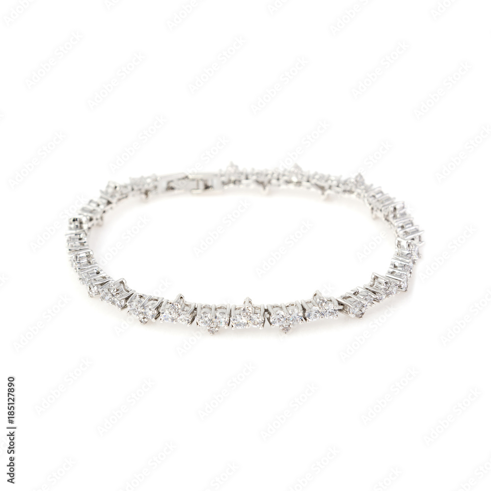 Silver diamond bracelet isolated on white Silver diamond bracelet isolated on white