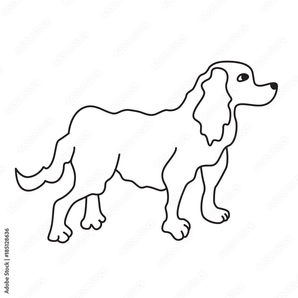 Black vector dog thin line. Beautiful vector design.