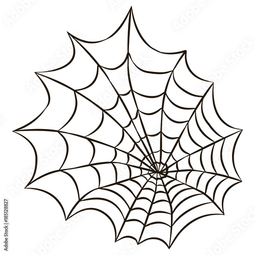 Halloween black spider web isolated on white background. Stock vector template, easy to use.