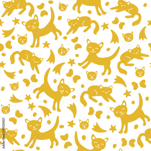 Vector pattern with cats and kittens.