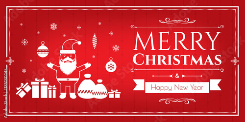 Set of christmas icons in internet banner in vector illustration. Icon of bell, stocking, christmas tree, reindeer, present, Santa Claus, snowman. Template for internet and business.