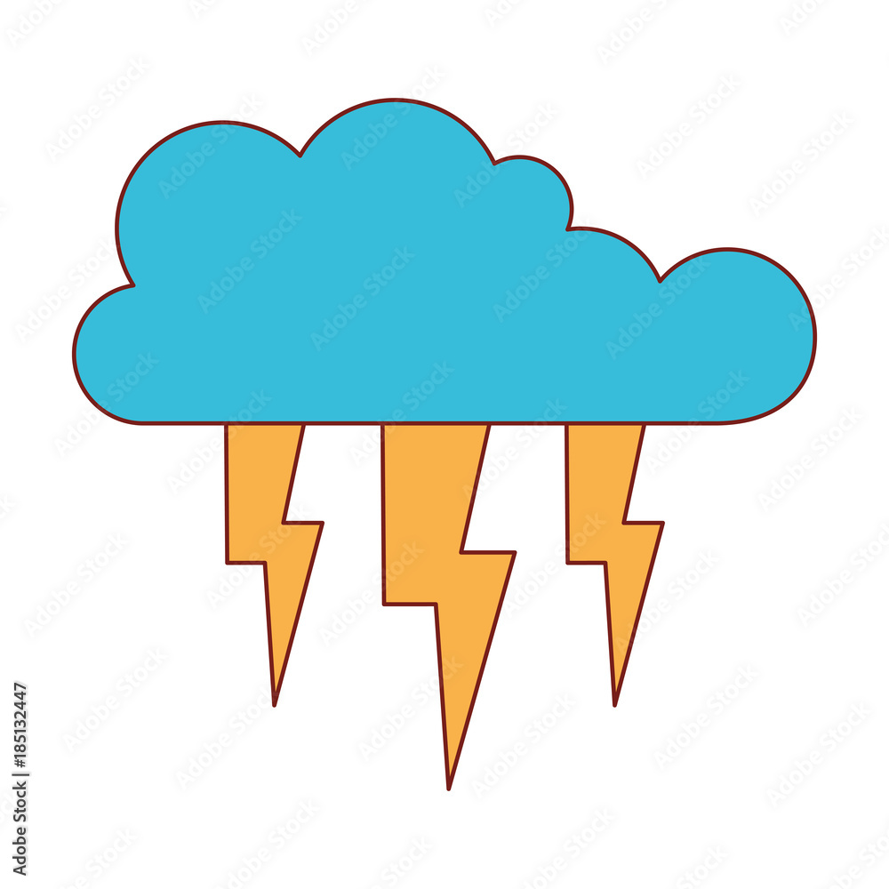 cloud with lightnings in colorful silhouette cloud with lightnings in colorful silhouette